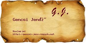 Gencsi Jenő névjegykártya